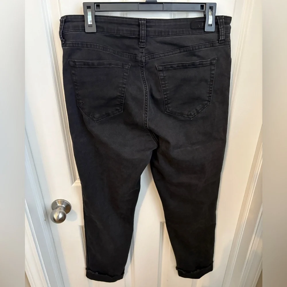 Kut from Kloth Skinny Straight Stretch Cuffed Black Denim Jeans Women’s Size 10 - Picture 6 of 9